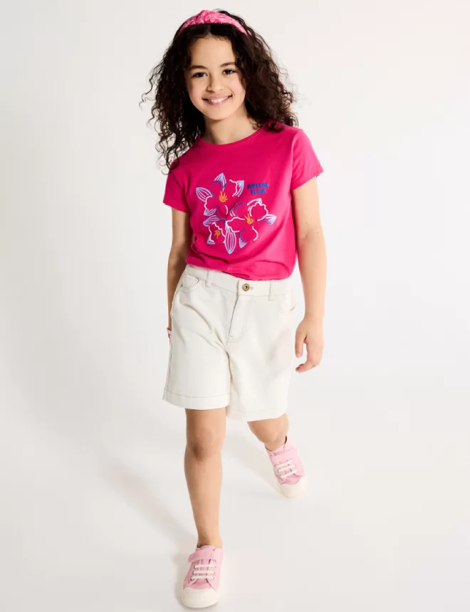 Աղջիկների կարճաթև շապիկ՝ վարդագույն