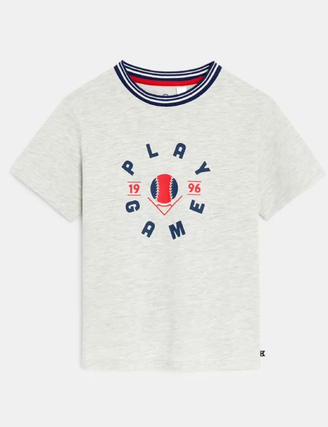 Серая футболка с коротким рукавом и надписью для мальчиков